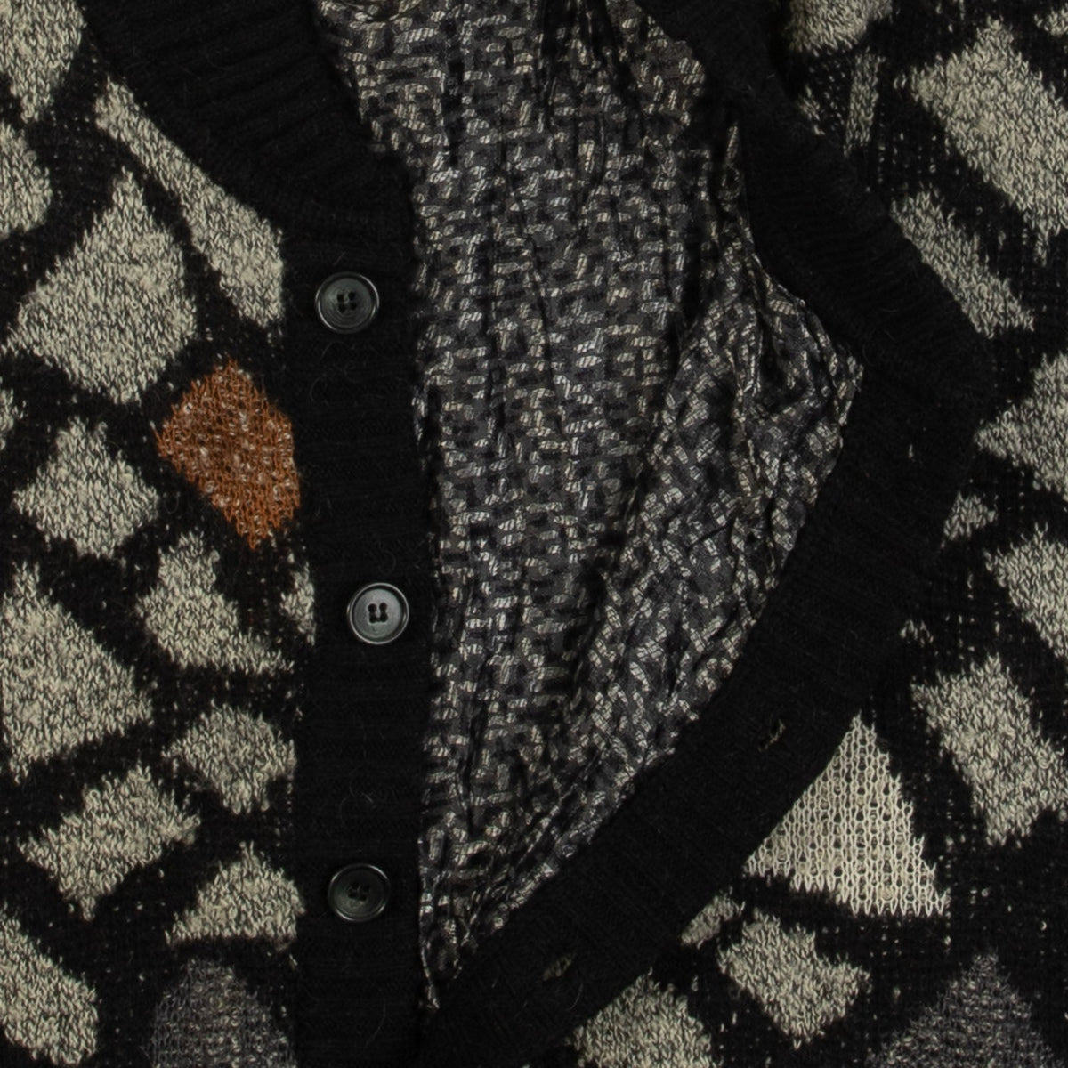 MEN'S VINTAGE 1980S PATTERNED KNITTED CARDIGAN - X-LARGE