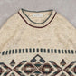 MEN'S VINTAGE 1990S PATTERNED KNITTED JUMPER - MEDIUM