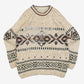 MEN'S VINTAGE 1990S PATTERNED KNITTED JUMPER - MEDIUM