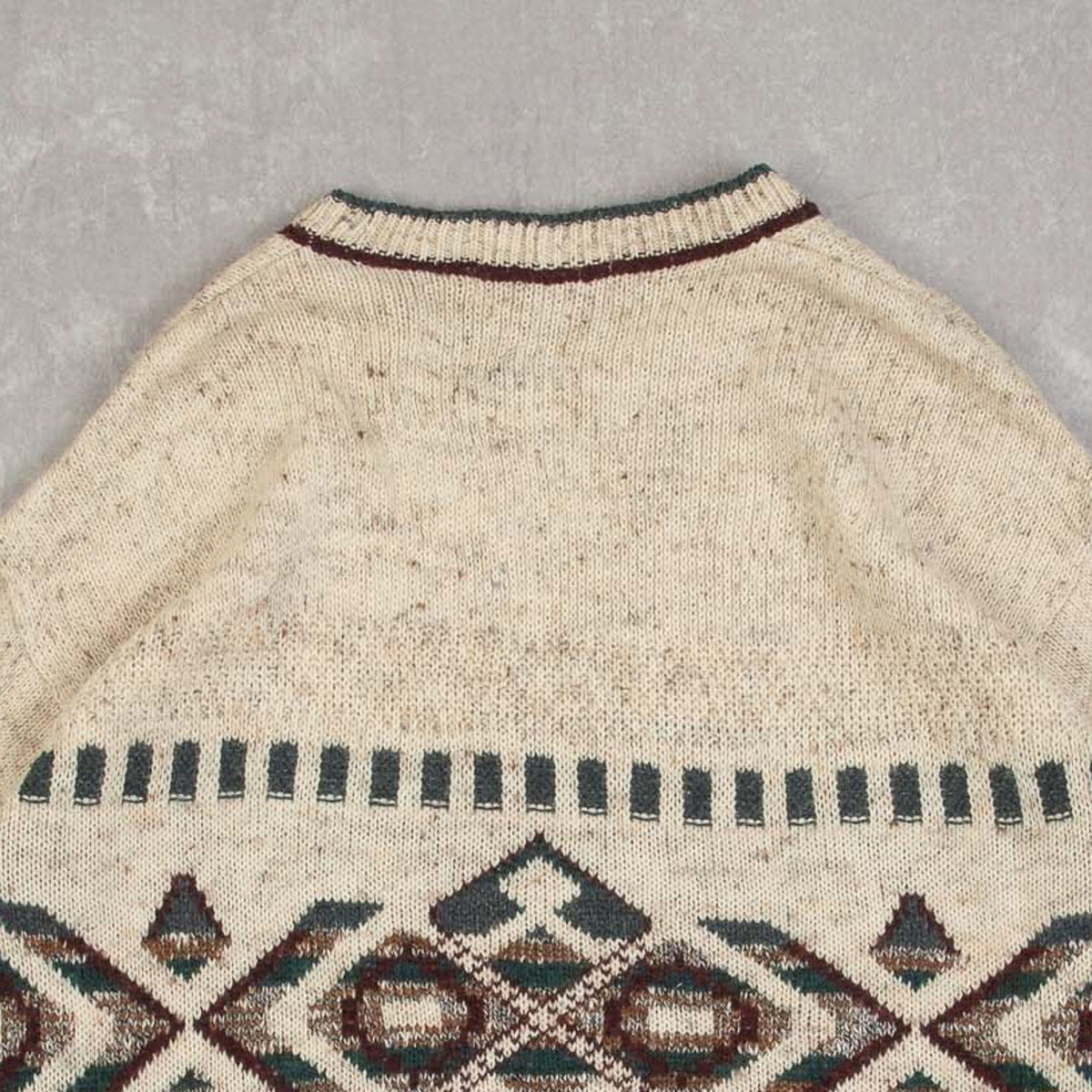 MEN'S VINTAGE 1990S PATTERNED KNITTED JUMPER - MEDIUM