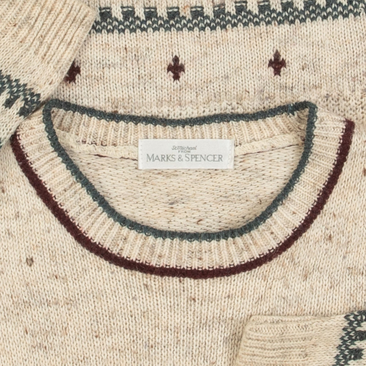 MEN'S VINTAGE 1990S PATTERNED KNITTED JUMPER - MEDIUM