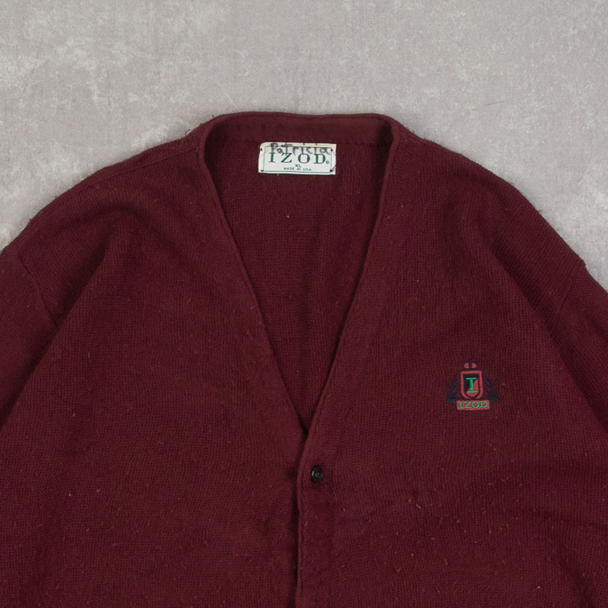 MEN'S VINTAGE 1980S IZOD KNITTED CARDIGAN - X-LARGE