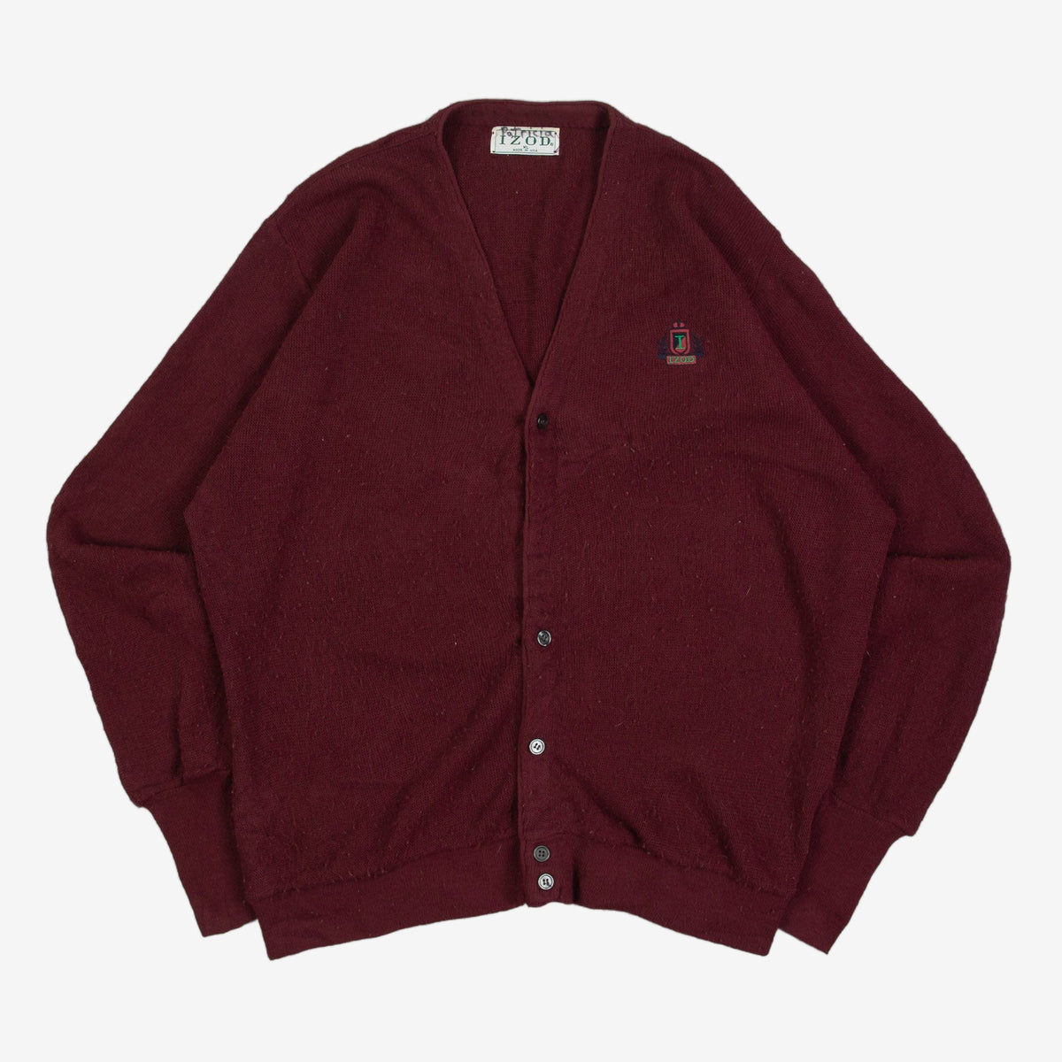 MEN'S VINTAGE 1980S IZOD KNITTED CARDIGAN - X-LARGE