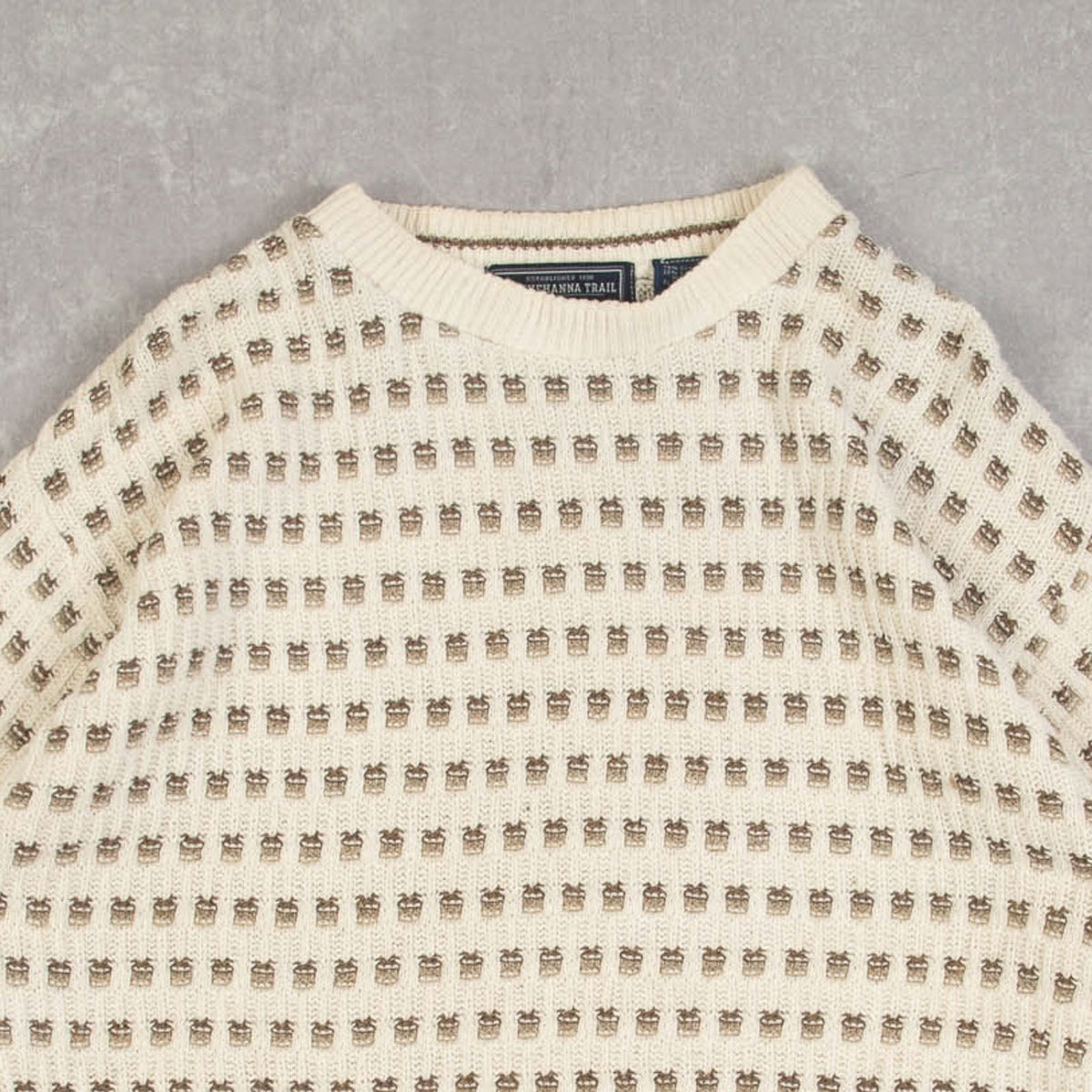 MEN'S VINTAGE 1990S STRUCTURED PATTERNED KNITTED JUMPER - LARGE