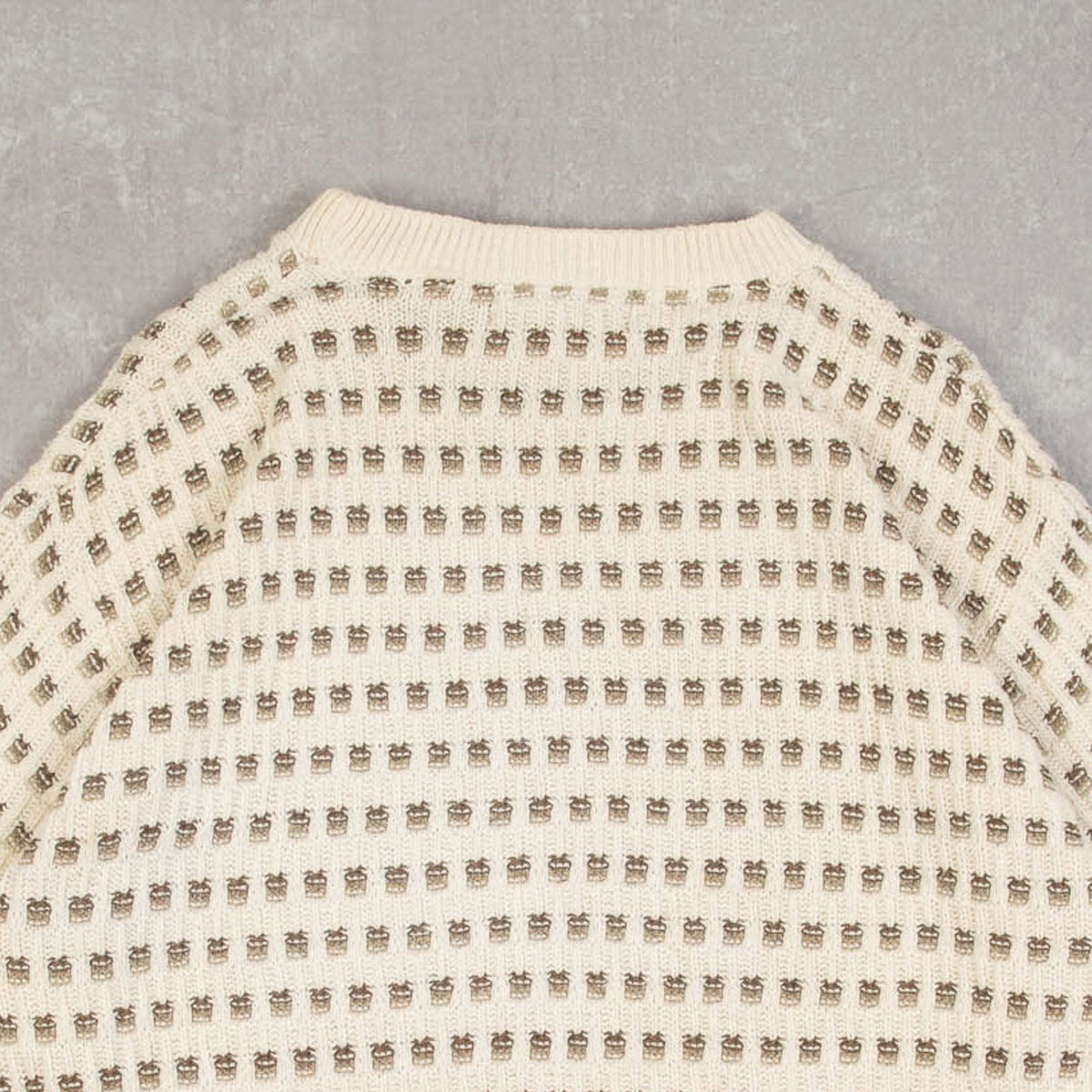 MEN'S VINTAGE 1990S STRUCTURED PATTERNED KNITTED JUMPER - LARGE