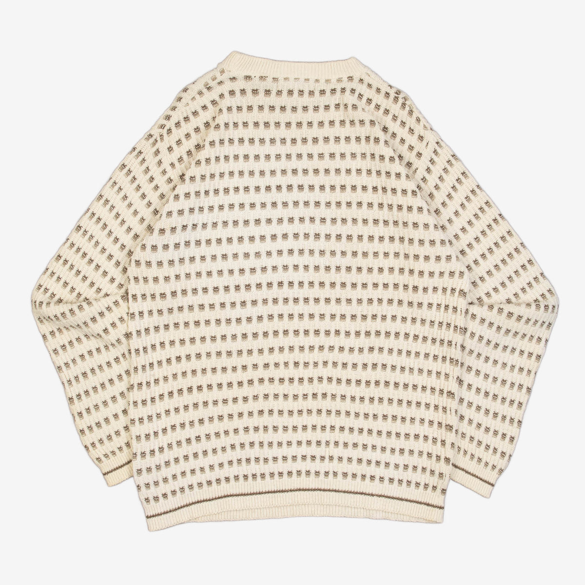 MEN'S VINTAGE 1990S STRUCTURED PATTERNED KNITTED JUMPER - LARGE