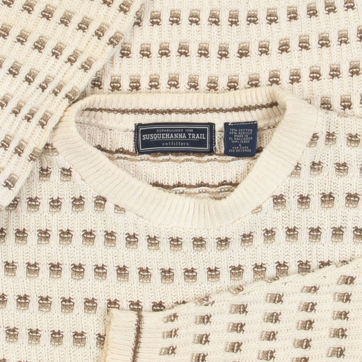 MEN'S VINTAGE 1990S STRUCTURED PATTERNED KNITTED JUMPER - LARGE