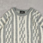 MEN'S VINTAGE 1980S SEARS STRUCTURED STRIPED KNITTED JUMPER - X-LARGE