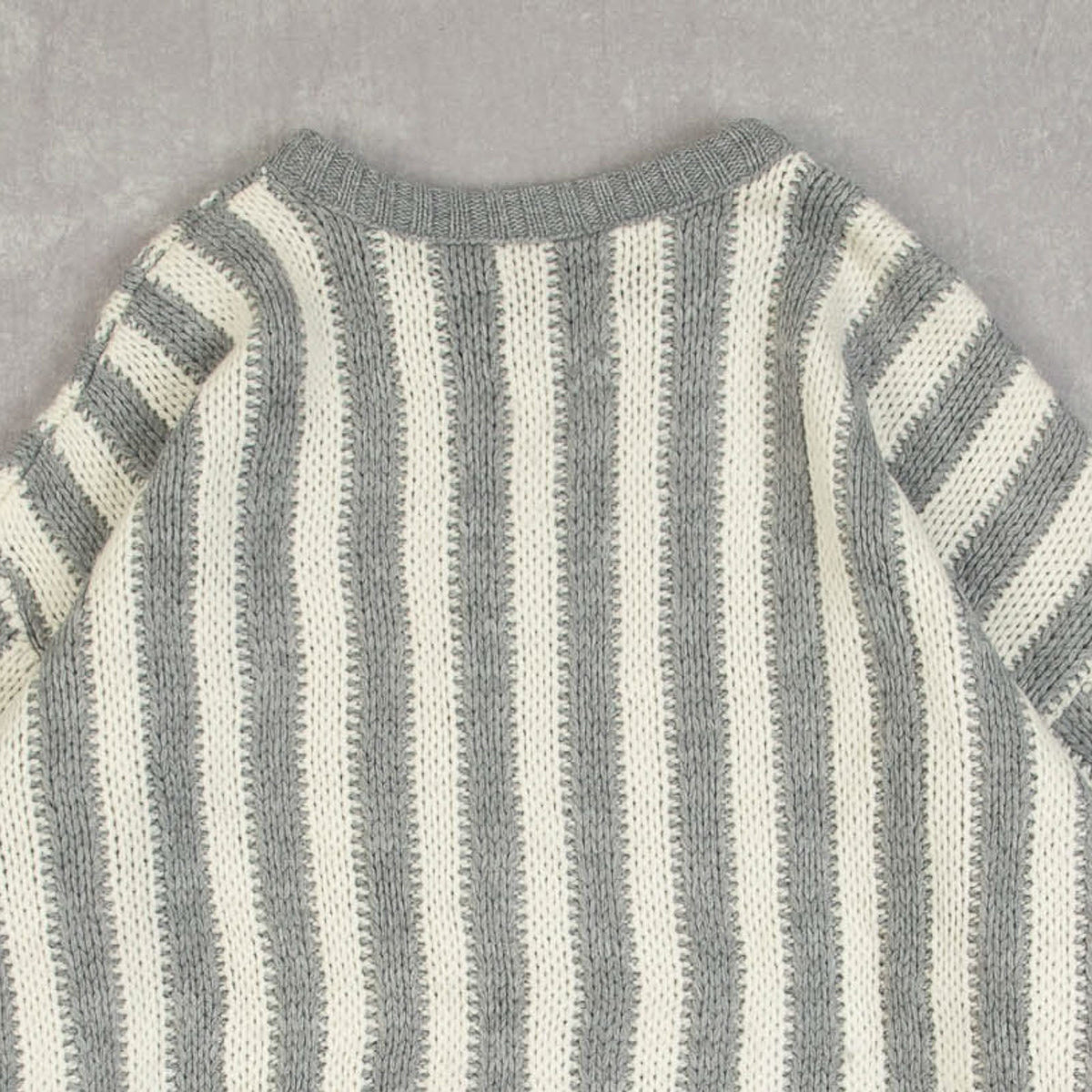 MEN'S VINTAGE 1980S SEARS STRUCTURED STRIPED KNITTED JUMPER - X-LARGE