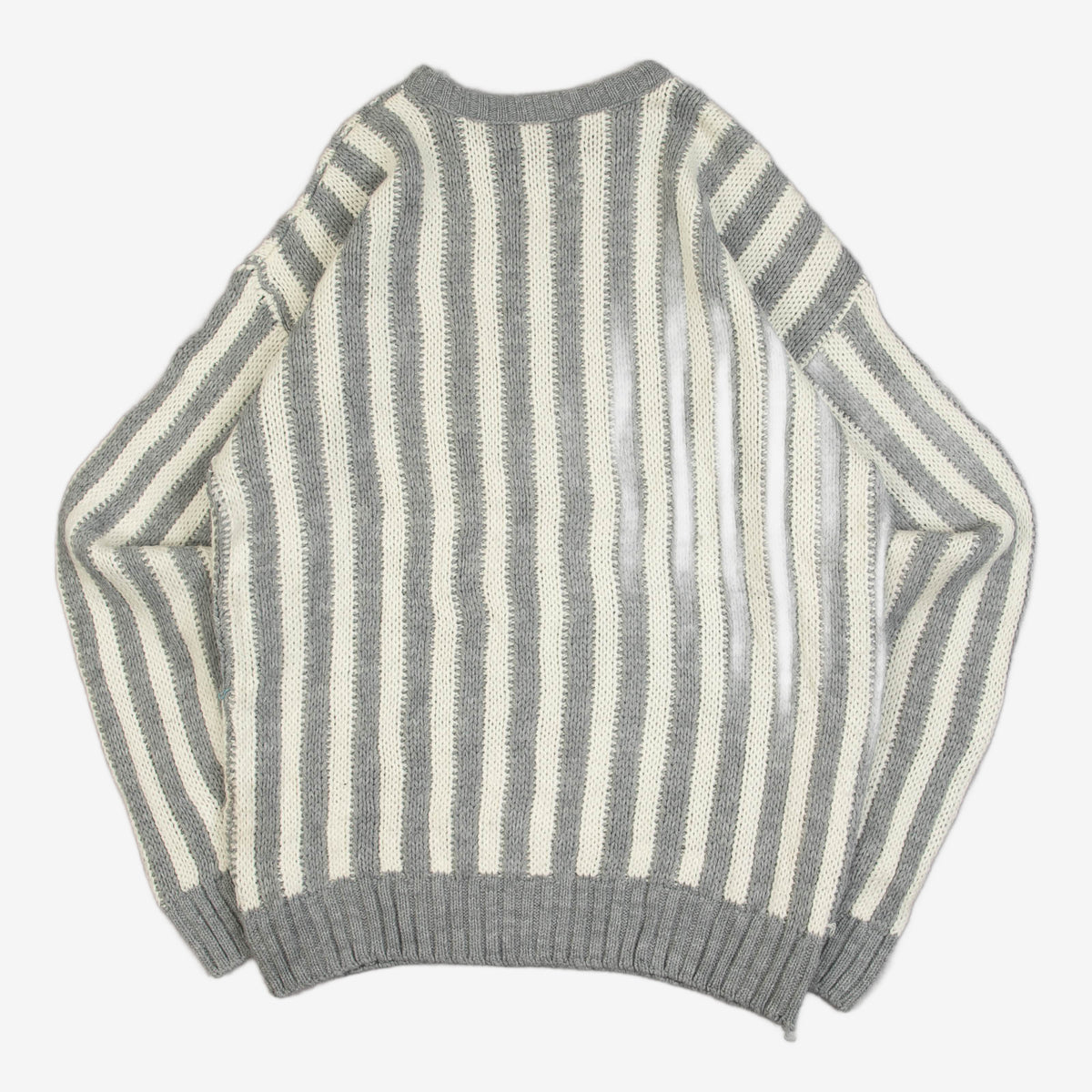 MEN'S VINTAGE 1980S SEARS STRUCTURED STRIPED KNITTED JUMPER - X-LARGE
