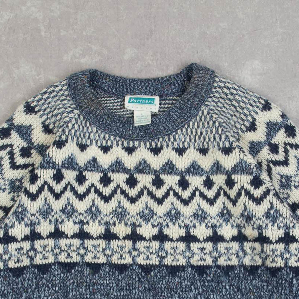 MEN'S VINTAGE 1990S PATTERNED KNITTED JUMPER - LARGE