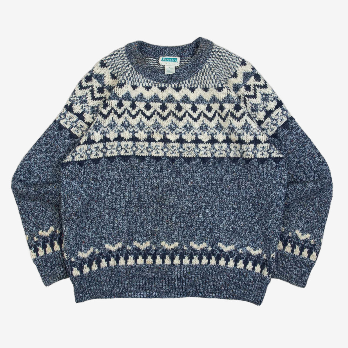 MEN'S VINTAGE 1990S PATTERNED KNITTED JUMPER - LARGE
