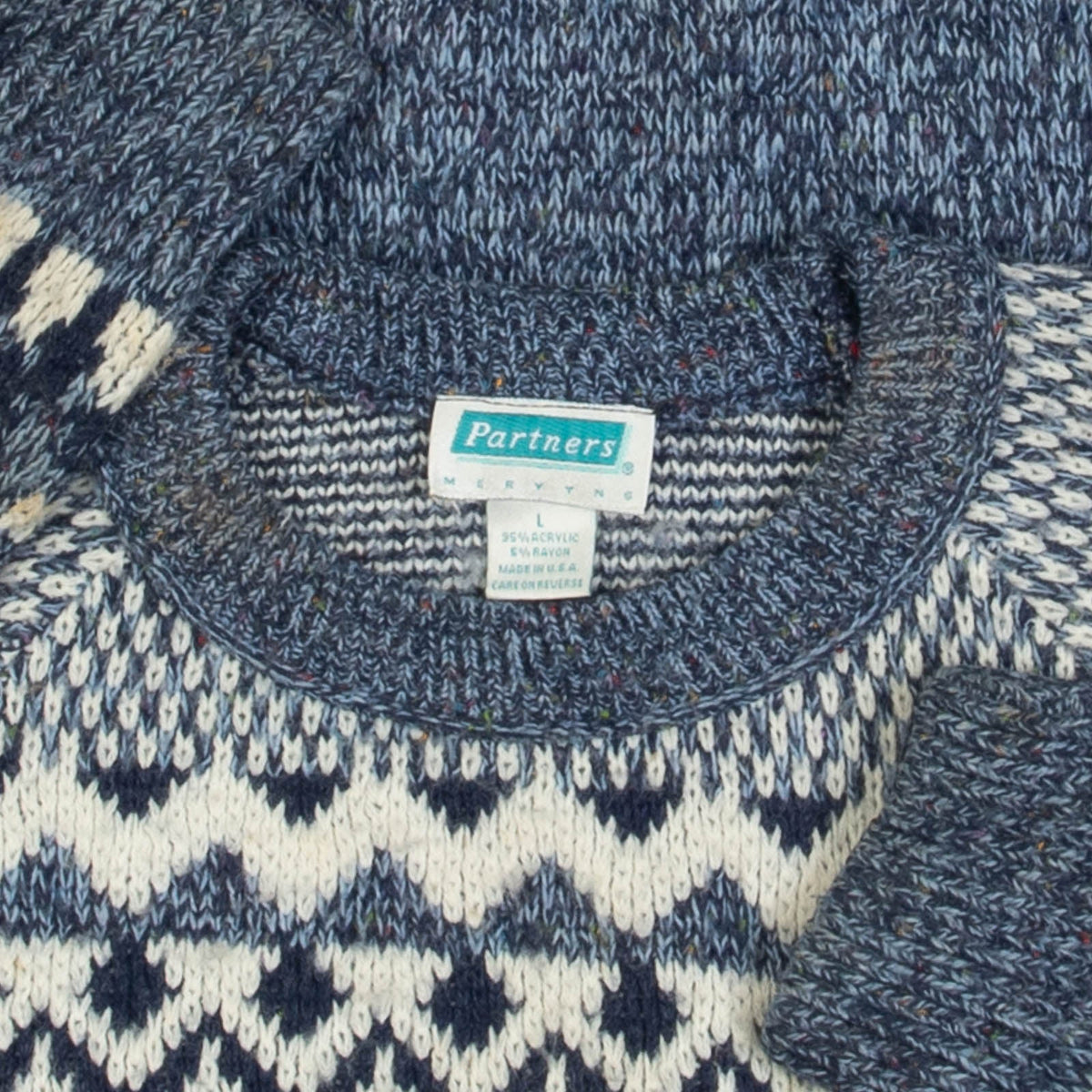 MEN'S VINTAGE 1990S PATTERNED KNITTED JUMPER - LARGE