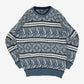 MEN'S VINTAGE 1990S PATTERNED KNITTED JUMPER - LARGE