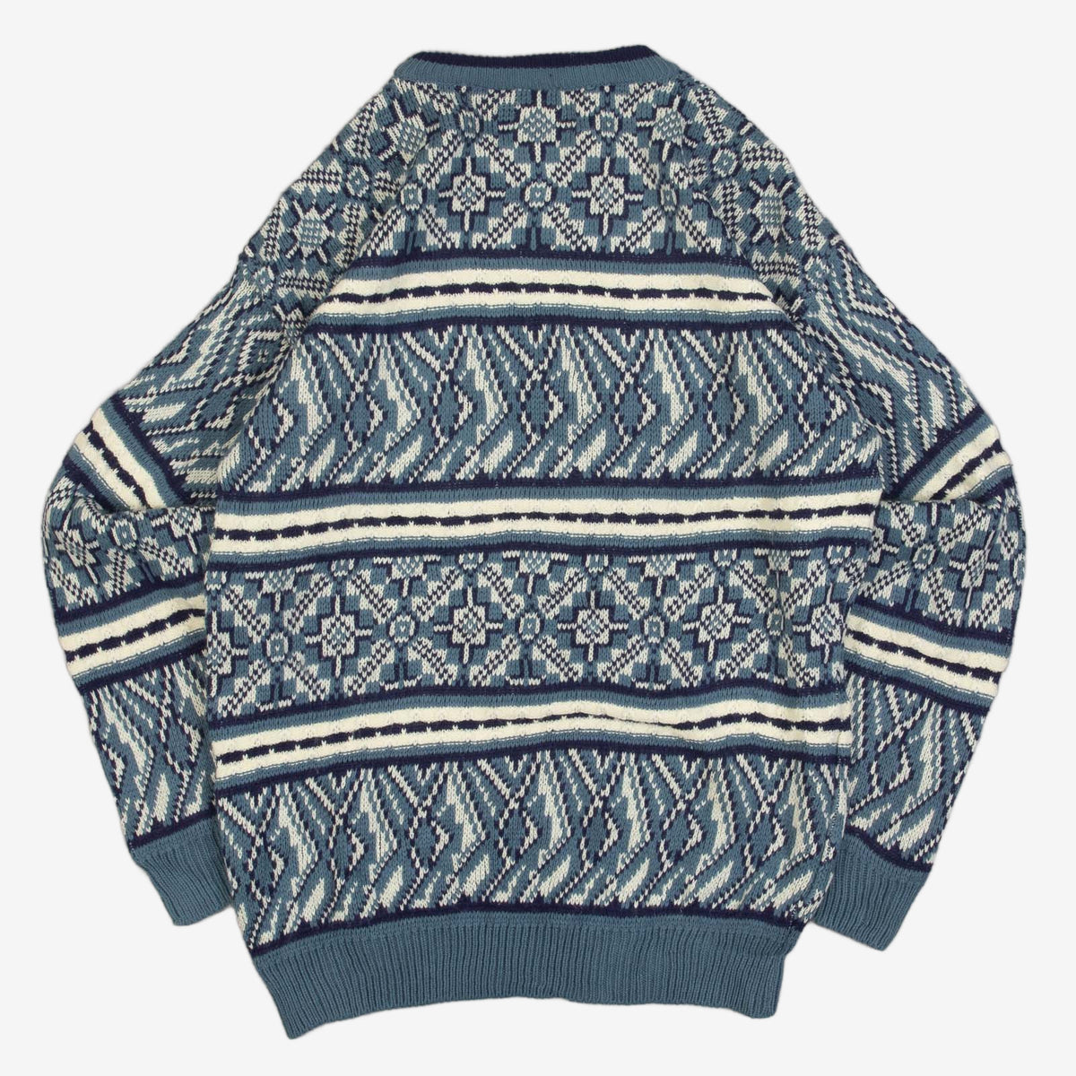 MEN'S VINTAGE 1990S PATTERNED KNITTED JUMPER - LARGE