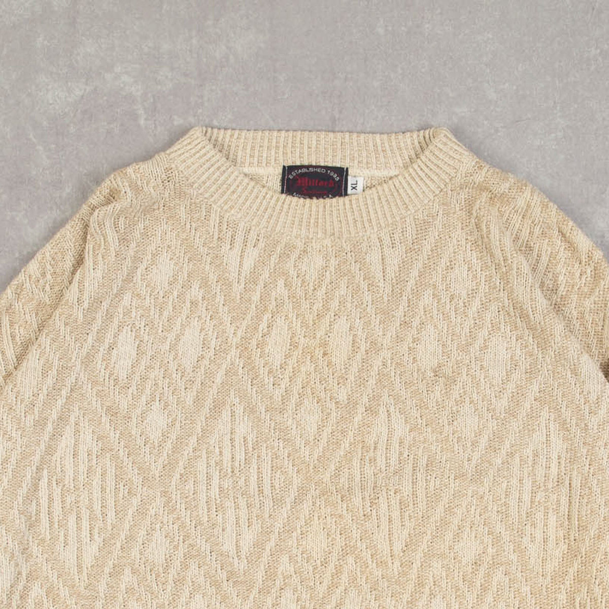 MEN'S VINTAGE 1980S STRUCTURED KNITTED JUMPER - X-LARGE