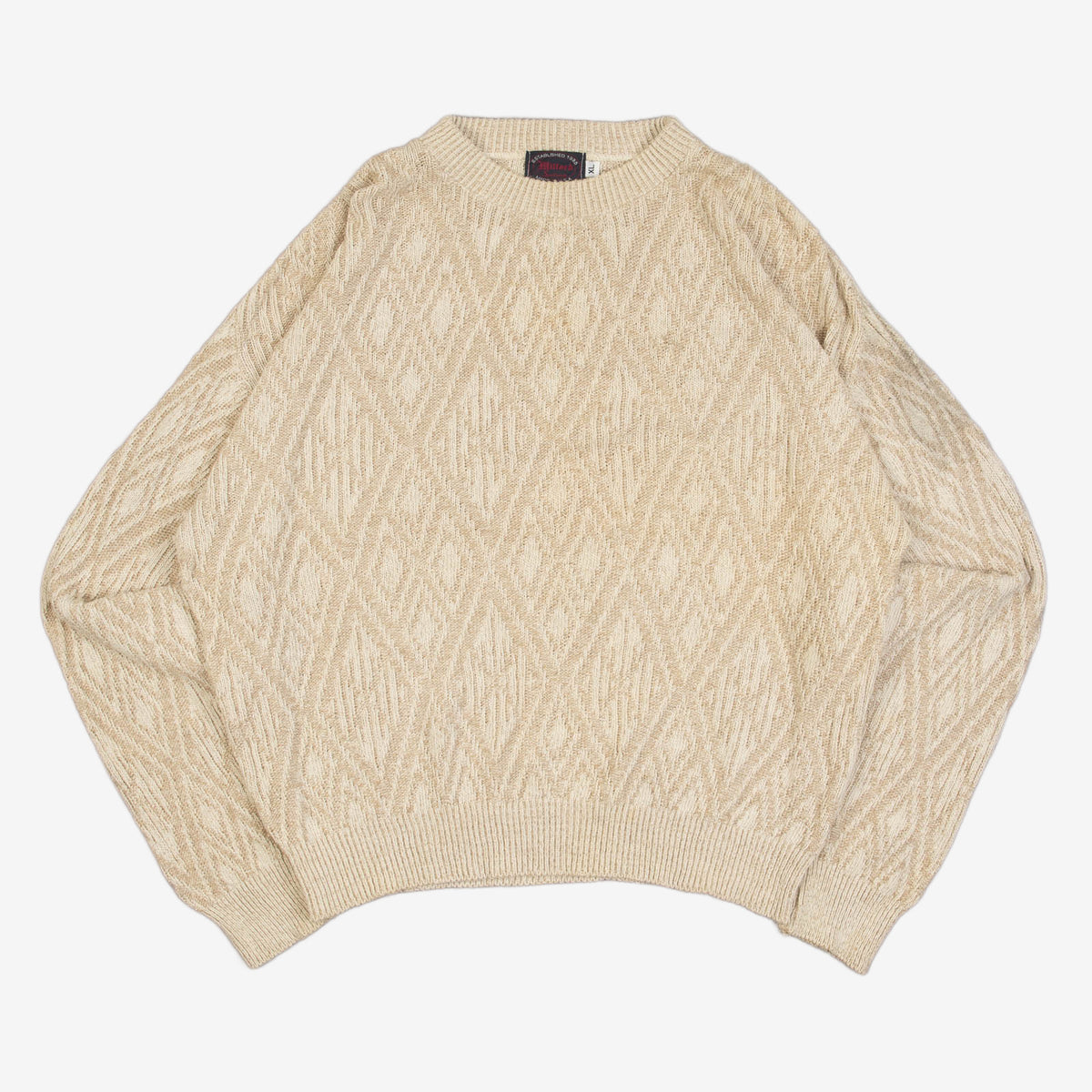 MEN'S VINTAGE 1980S STRUCTURED KNITTED JUMPER - X-LARGE