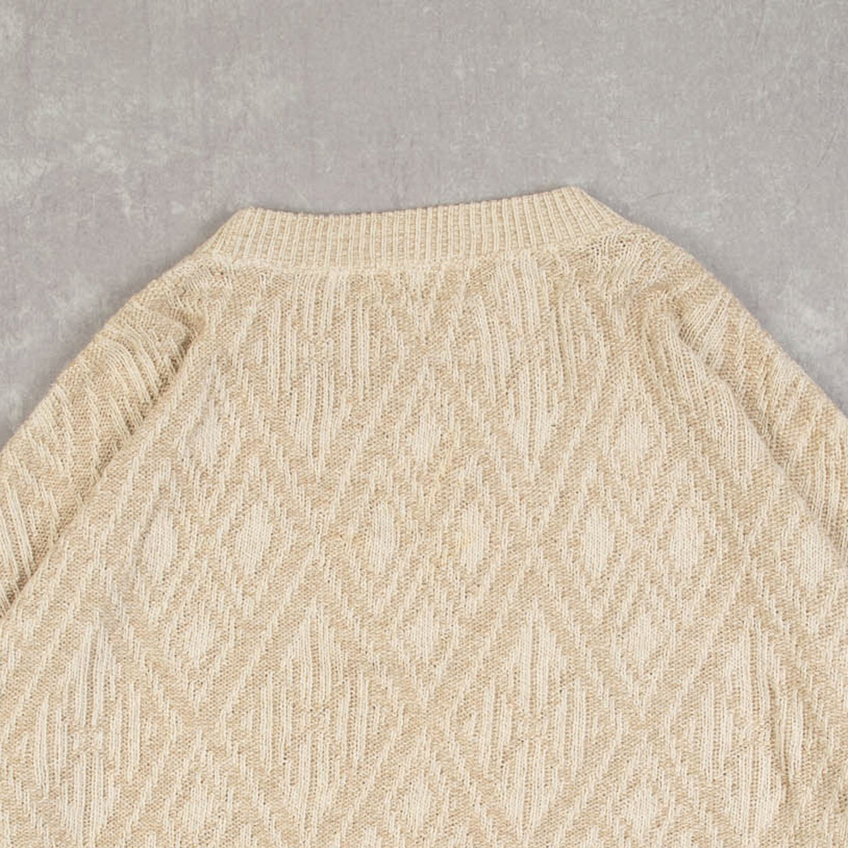 MEN'S VINTAGE 1980S STRUCTURED KNITTED JUMPER - X-LARGE