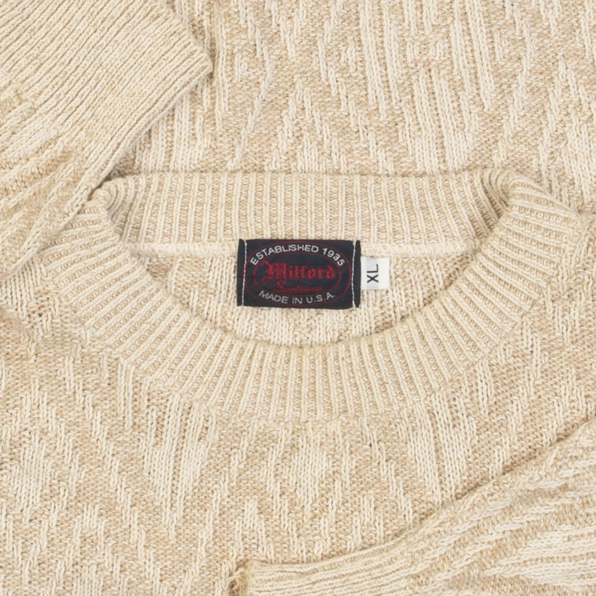 MEN'S VINTAGE 1980S STRUCTURED KNITTED JUMPER - X-LARGE