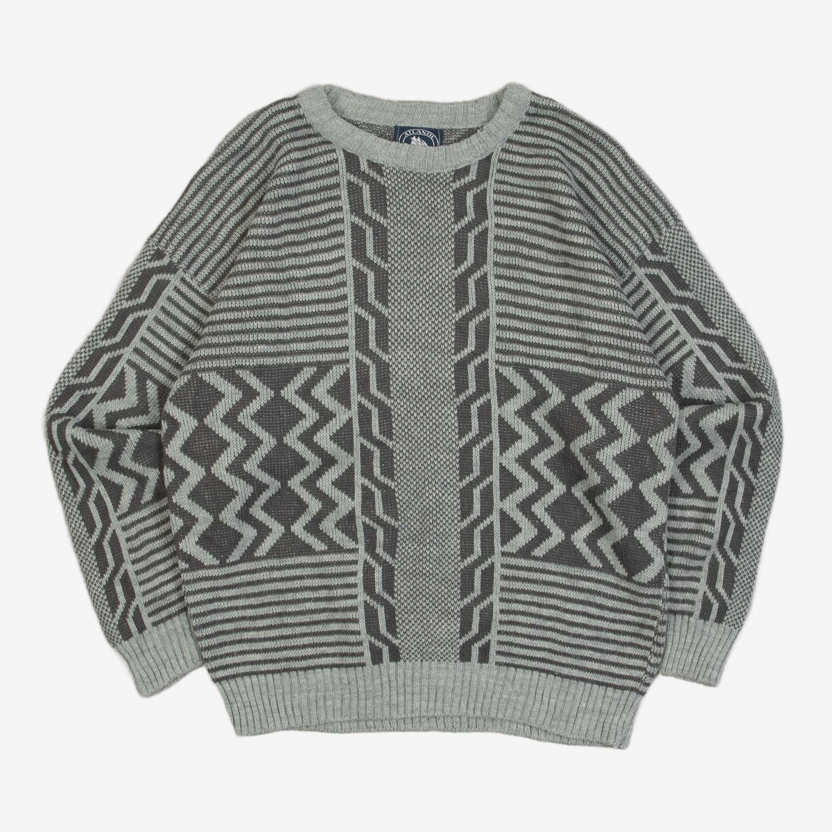 WOMEN'S VINTAGE 1980S STRIPED PATTERNED KNITTED JUMPER - LARGE