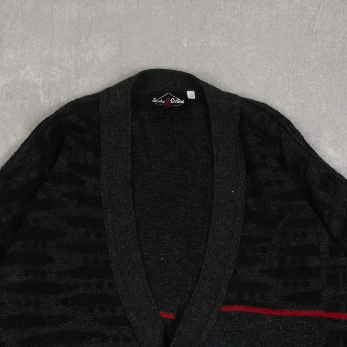 MEN'S VINTAGE 1980S PATTERNED KNITTED CARDIGAN - LARGE