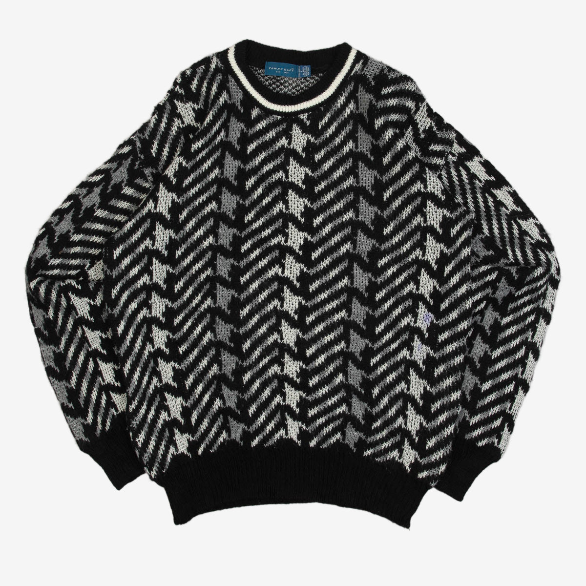 MEN'S VINTAGE 1990S PATTERNED KNITTED JUMPER - LARGE