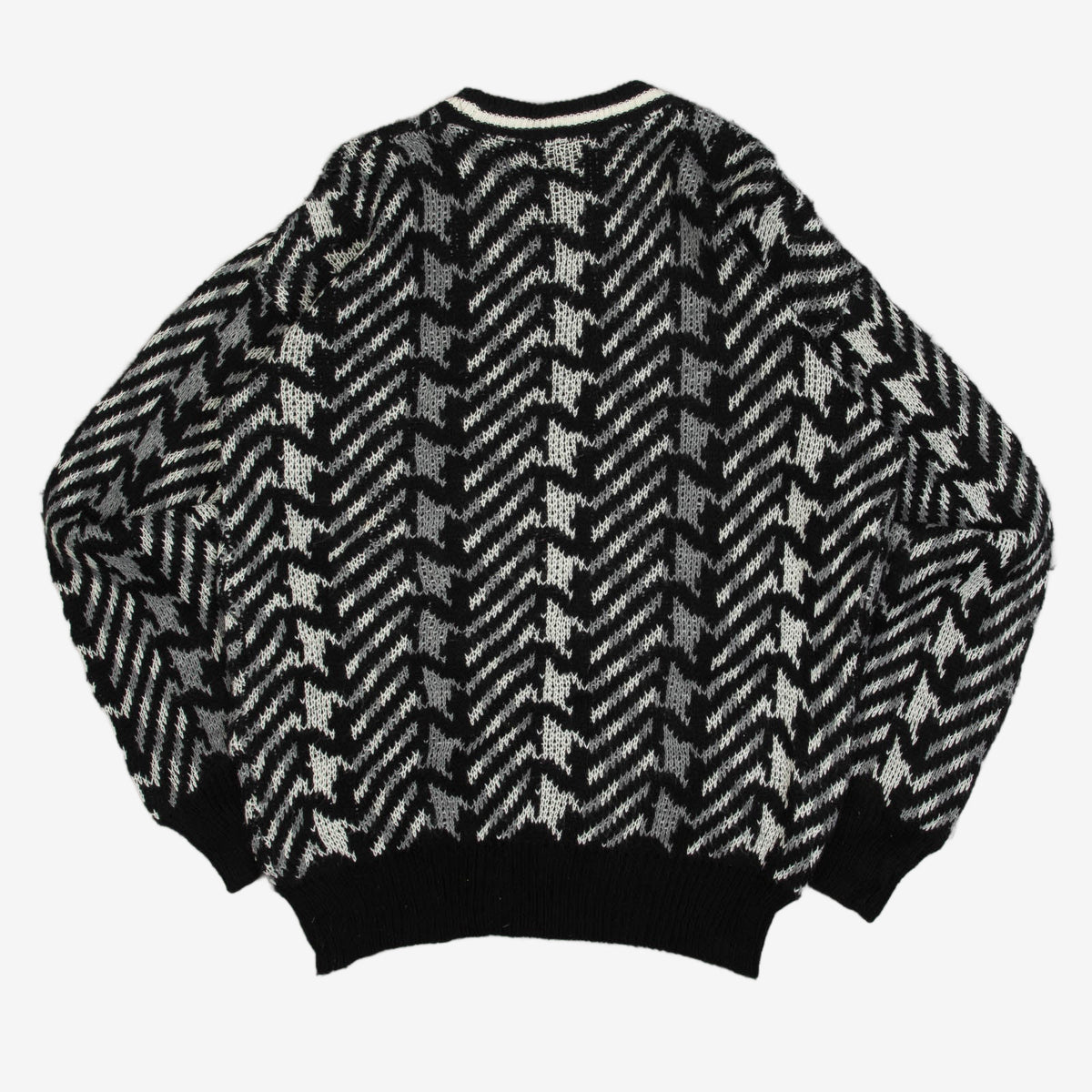 MEN'S VINTAGE 1990S PATTERNED KNITTED JUMPER - LARGE