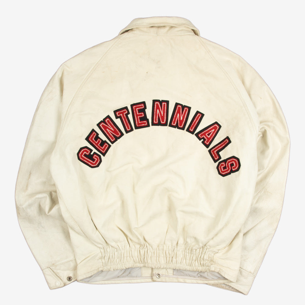MEN'S VINTAGE 1980S CENTENNIALS LEATHER VARSITY JACKET - LARGE