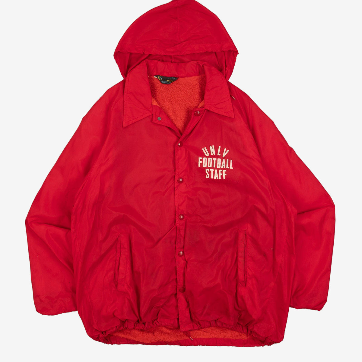 MEN'S VINTAGE 1980S CHAMPION UNLV FOOTBALL FLEECE LINED COACH JACKET - LARGE
