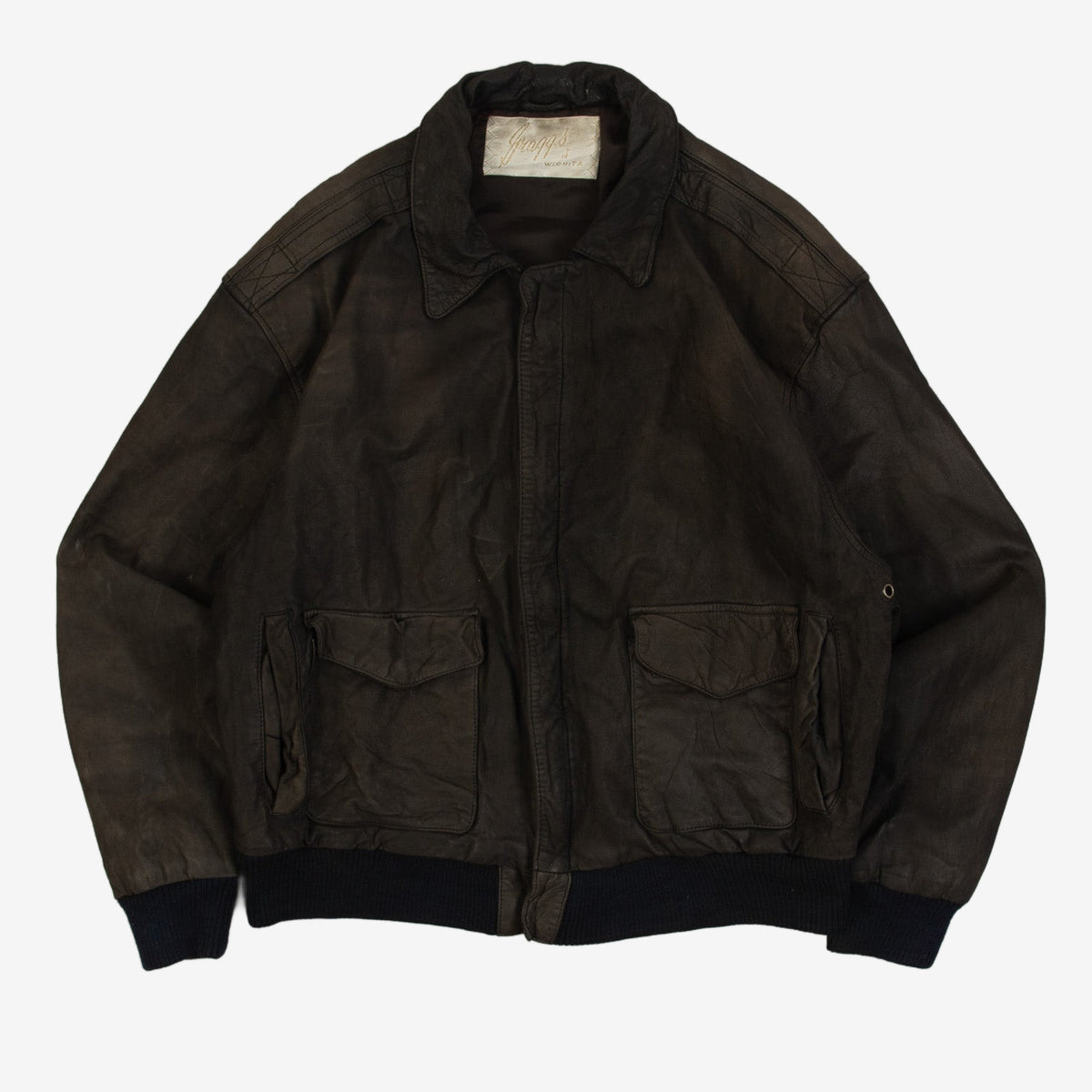 MEN'S VINTAGE 1980S G-2 LEATHER FLIGHT JACKET - LARGE