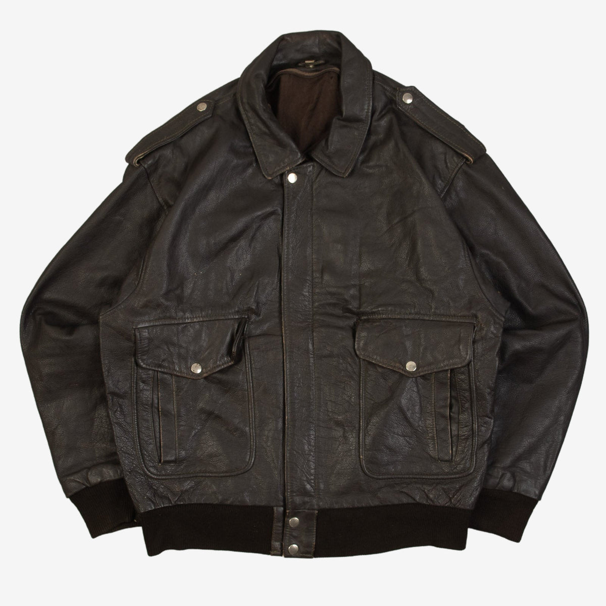 MEN'S VINTAGE 1980S G-2 LEATHER FLIGHT JACKET - LARGE