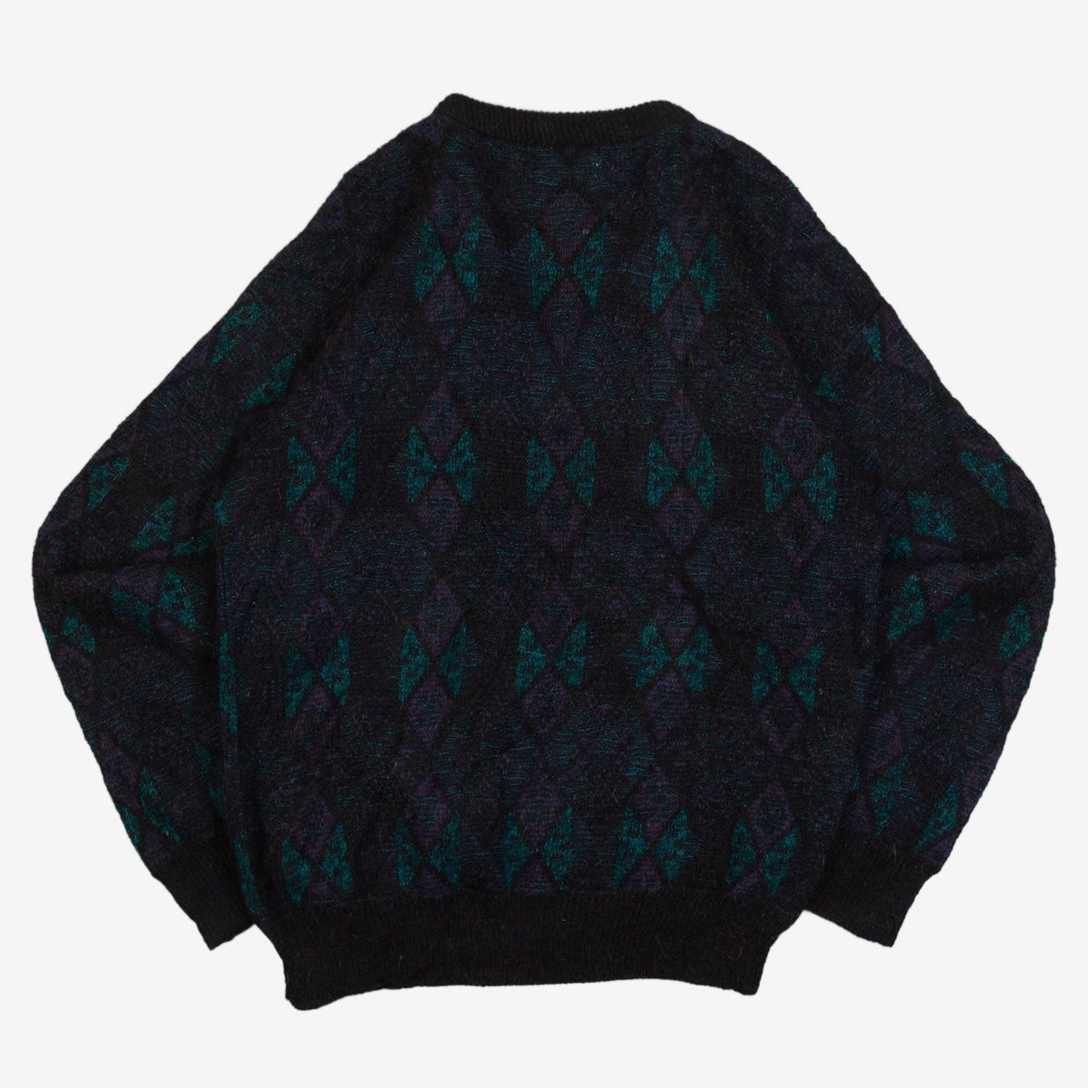 MEN'S VINTAGE 1980S PATTERNED KNITTED JUMPER - MEDIUM