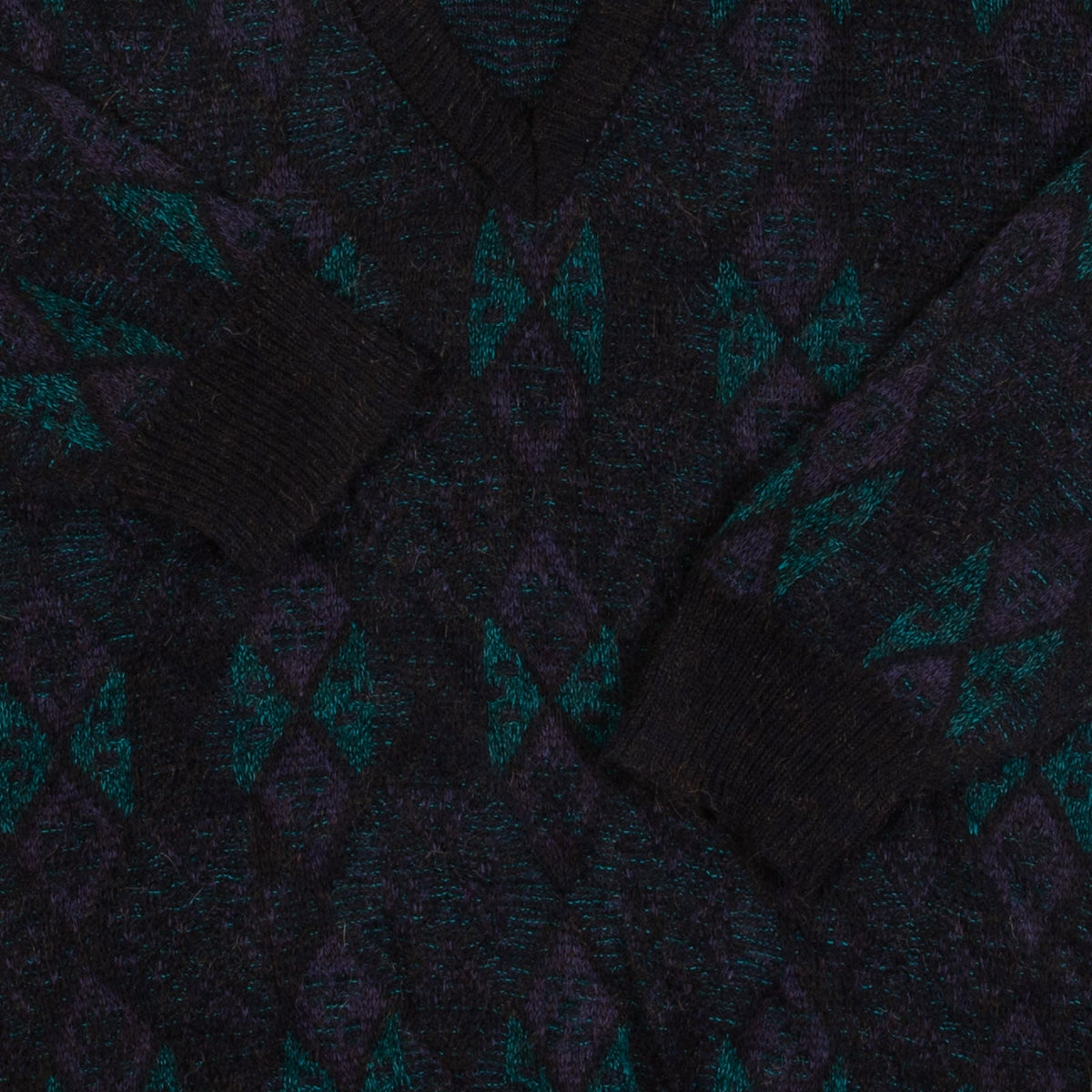 MEN'S VINTAGE 1980S PATTERNED KNITTED JUMPER - MEDIUM