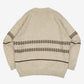 MEN'S VINTAGE 1980S PATTERNED V-NECK KNITTED JUMPER - LARGE