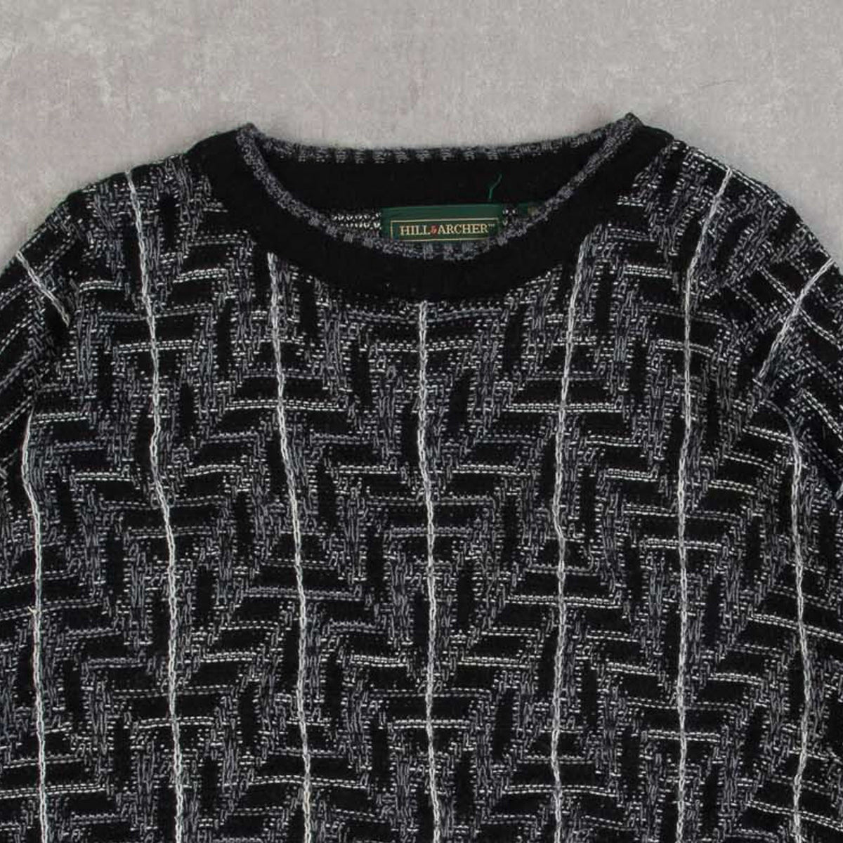 MEN'S VINTAGE 1990S PATTERNED KNITTED JUMPER - LARGE