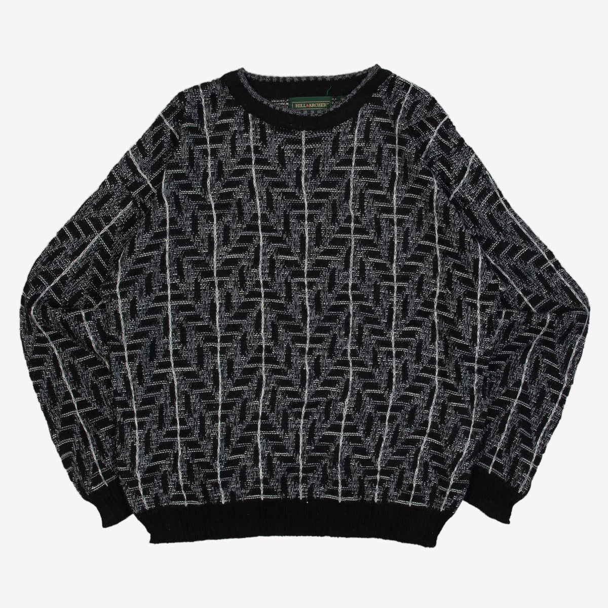 MEN'S VINTAGE 1990S PATTERNED KNITTED JUMPER - LARGE