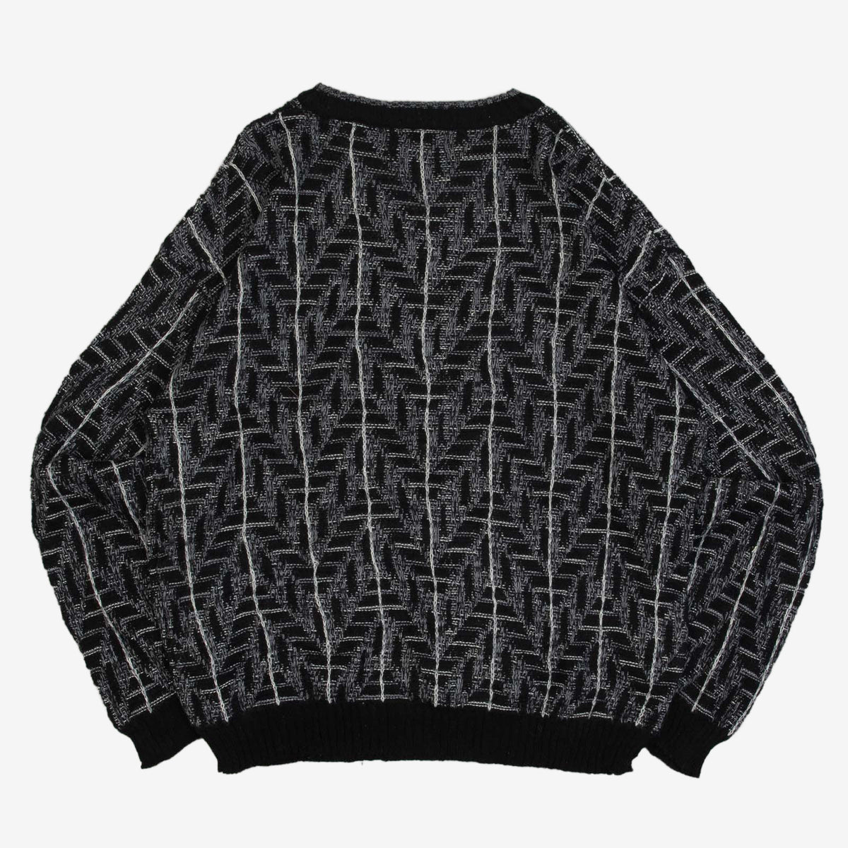 MEN'S VINTAGE 1990S PATTERNED KNITTED JUMPER - LARGE