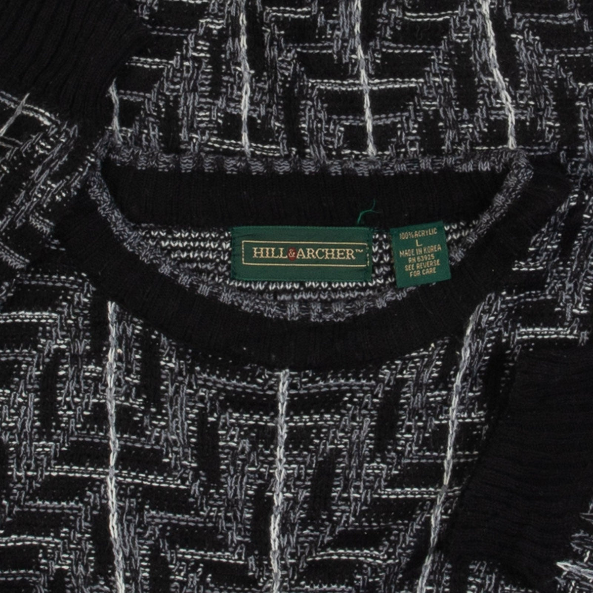 MEN'S VINTAGE 1990S PATTERNED KNITTED JUMPER - LARGE