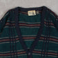 MEN'S VINTAGE 1990S CHECKED KNITTED CARDIGAN - SMALL