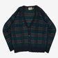 MEN'S VINTAGE 1990S CHECKED KNITTED CARDIGAN - SMALL