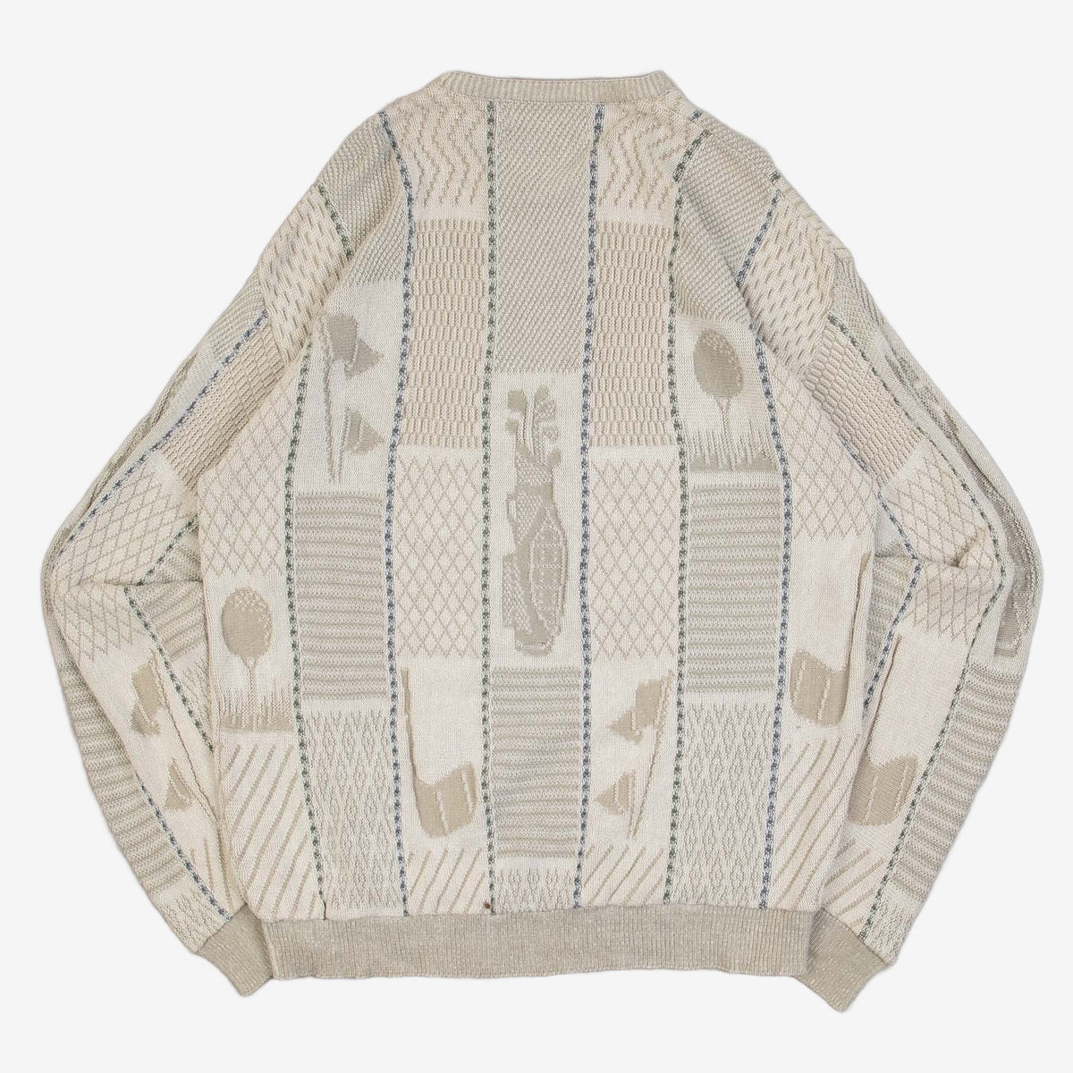 MEN'S VINTAGE 1990S STRUCTURED PATTERNED KNITTED JUMPER - LARGE