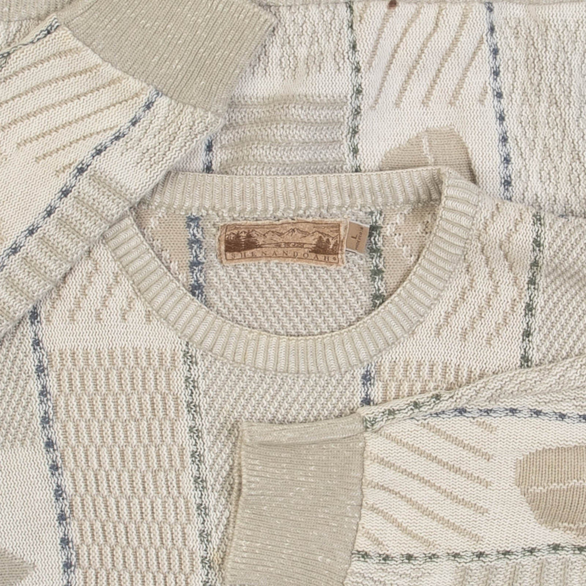 MEN'S VINTAGE 1990S STRUCTURED PATTERNED KNITTED JUMPER - LARGE
