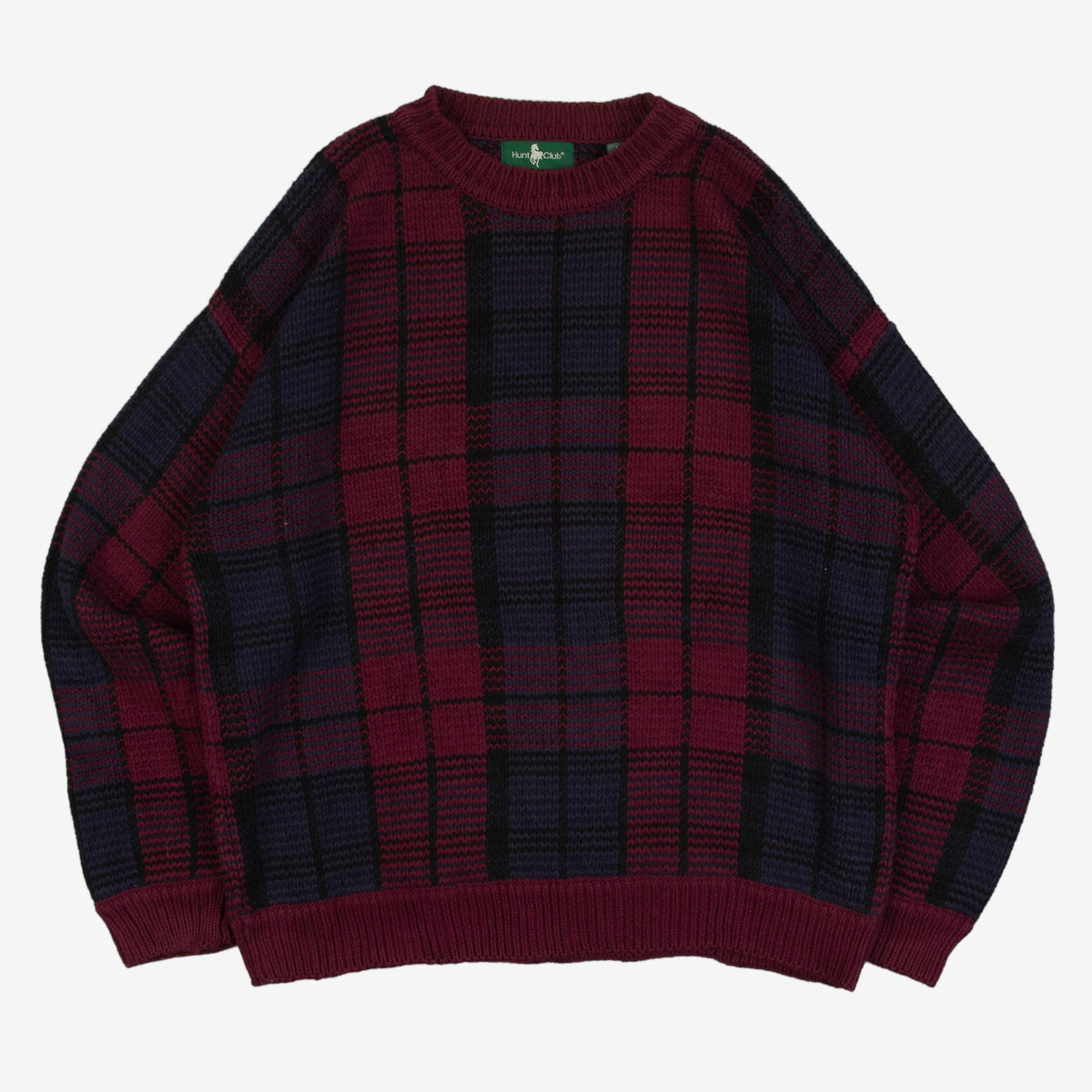 MEN'S VINTAGE 1990S CHECKED KNITTED JUMPER - LARGE