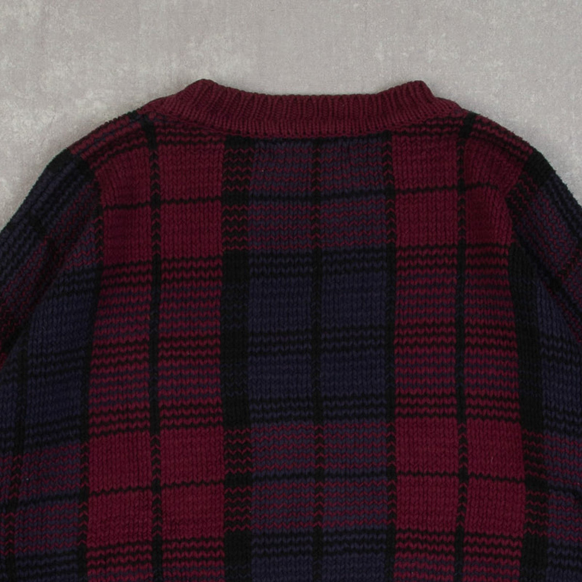 MEN'S VINTAGE 1990S CHECKED KNITTED JUMPER - LARGE