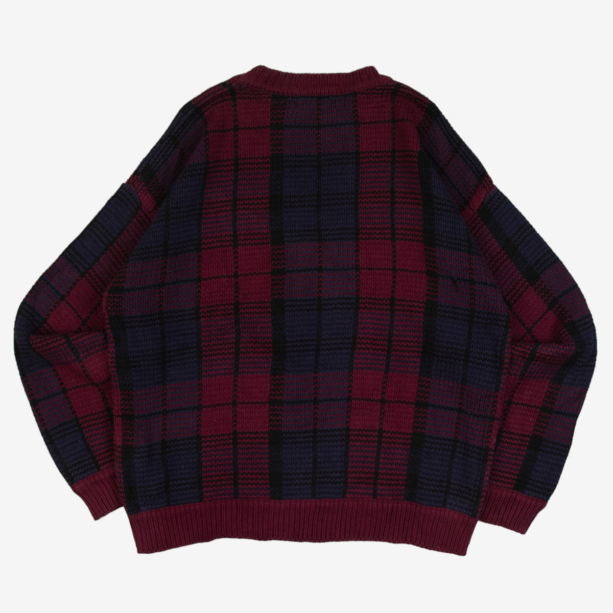 MEN'S VINTAGE 1990S CHECKED KNITTED JUMPER - LARGE