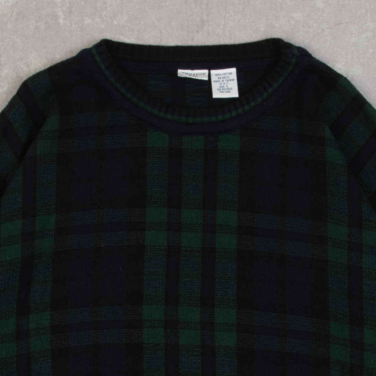 MEN'S VINTAGE 1990S CHECKED KNITTED JUMPER - LARGE