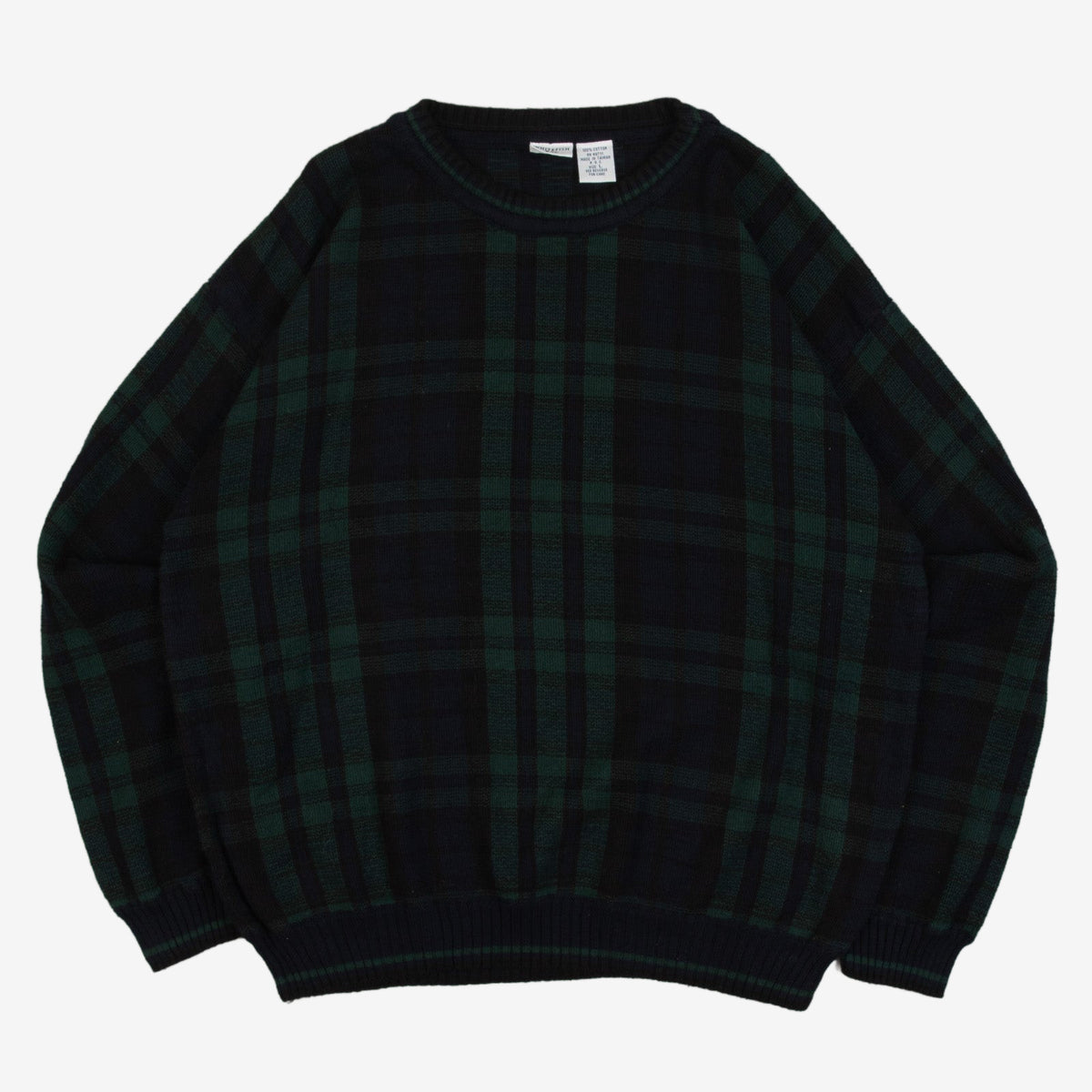 MEN'S VINTAGE 1990S CHECKED KNITTED JUMPER - LARGE