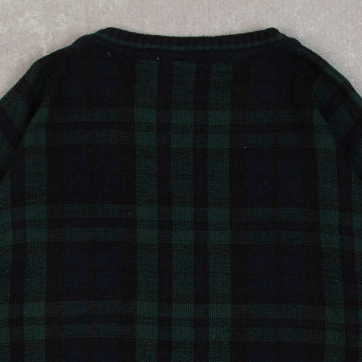 MEN'S VINTAGE 1990S CHECKED KNITTED JUMPER - LARGE
