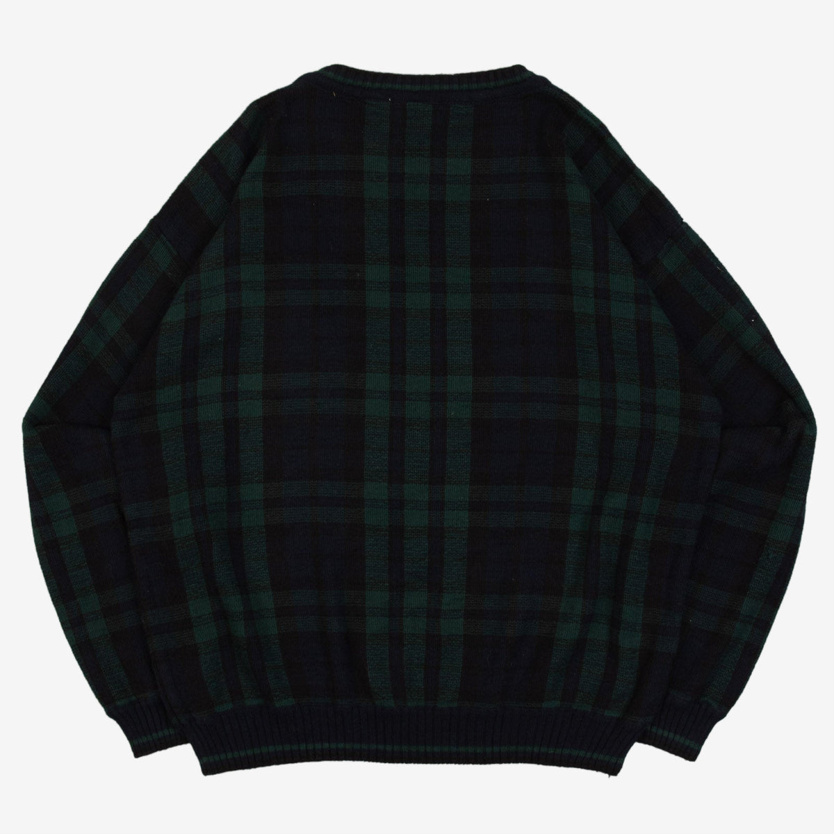 MEN'S VINTAGE 1990S CHECKED KNITTED JUMPER - LARGE