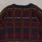 MEN'S VINTAGE 1980S GRID PATTERNED KNITTED JUMPER - X-LARGE